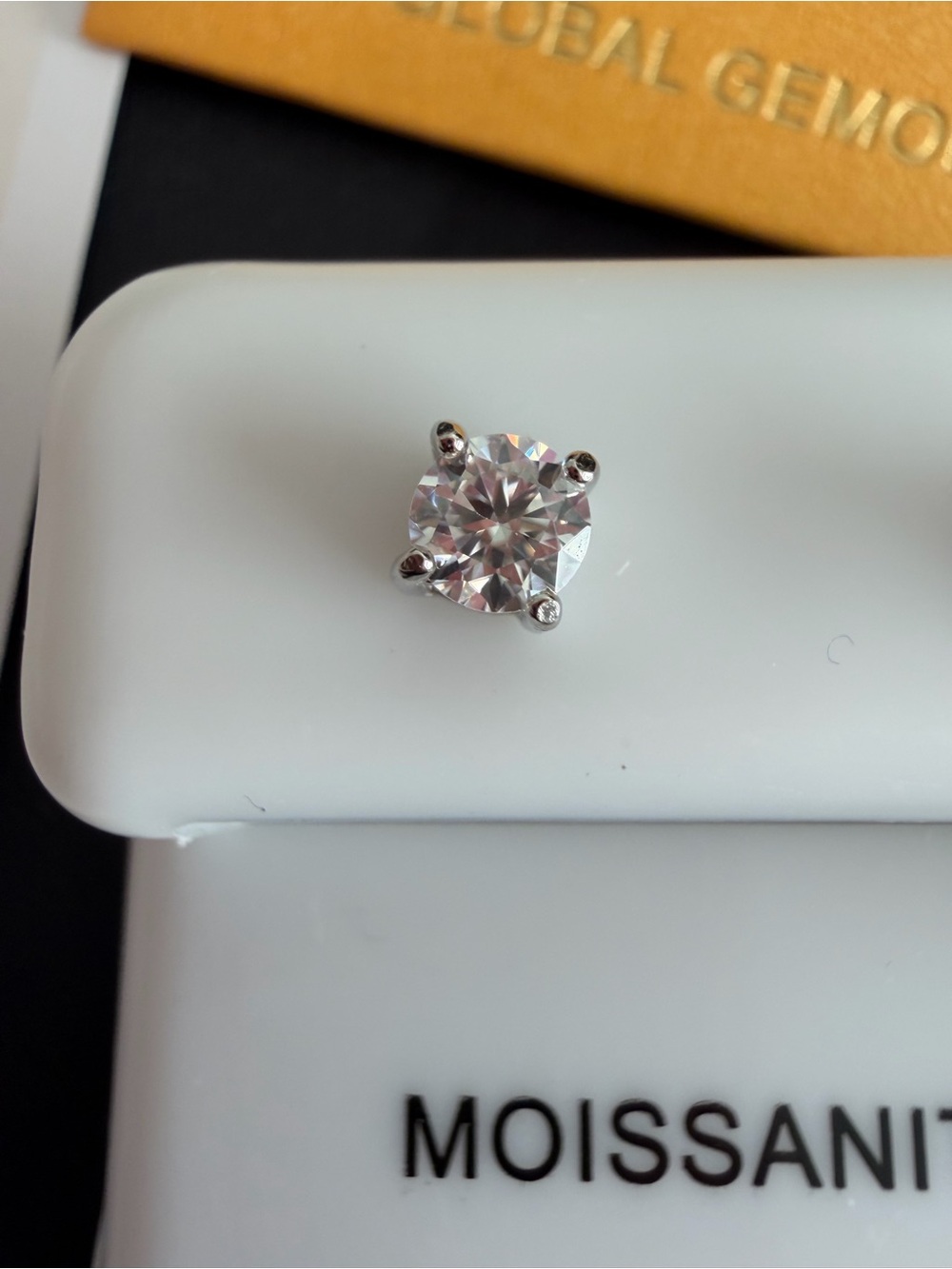 925 Sterling Silver .47 CTWMoissanite Round-Cut Stud Earrings, 4MM NWT - Picture 3 of 5